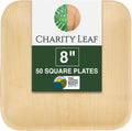 8" Square Disposable Bamboo Plates (50-pack) | Eco-friendly, Heavy Duty