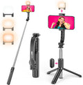 Selfie Stick Tripod with Fill Light, All in One Extendable Selfie Stick with Detachable Wireless Remote, Flexible