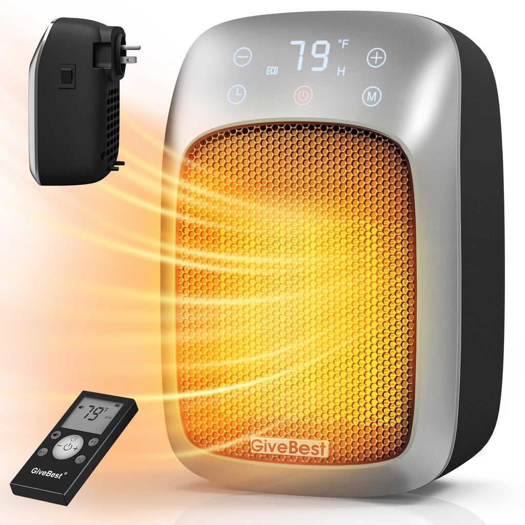 Plug in Wall Space Heater With Remote, 800W Small Outlet Heater