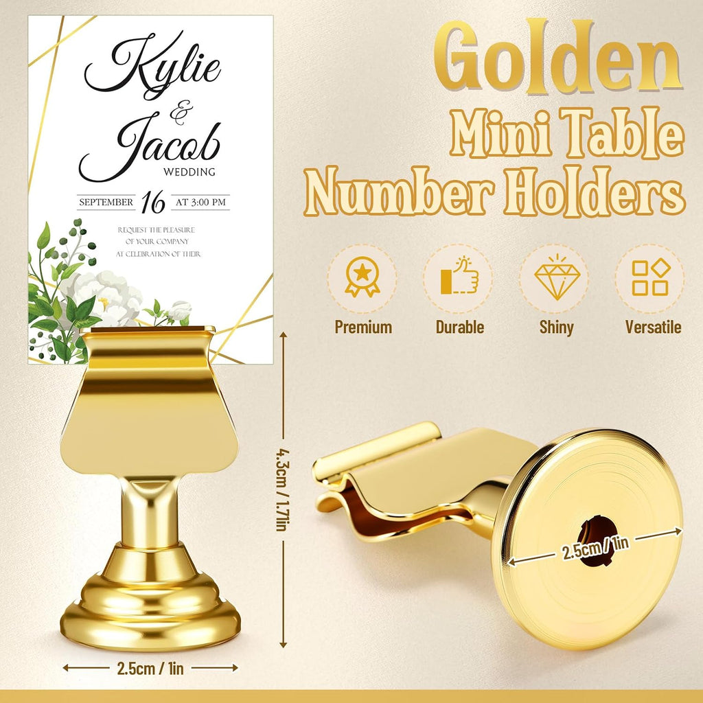 24 Pcs Wedding Table Number Holders Metal Gold Place Card Holder