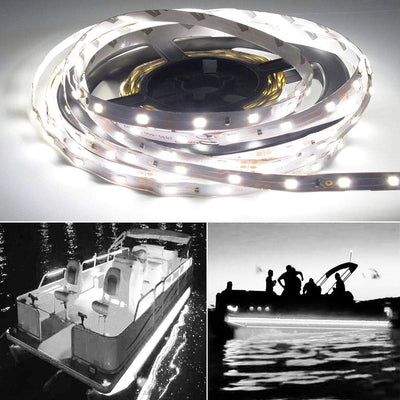 Seaponer Pontoon Boat Light, Marine Led Light Strip for Duck Jon Bass Boat Sailboat Kayak Flex Lighting for Boat Deck Light Accent Light Courtesy Interior Lights Fishing Night, White, 12v