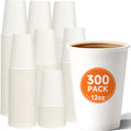 300 Pack 12 oz Disposable Paper Coffee Cups, White
