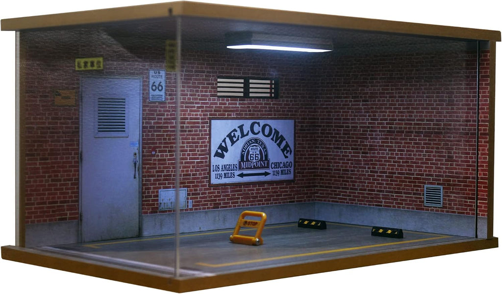 1/18 Scale Model Car Display Case - 1:18 Car Garage Display Case with Clear Acrylic Cover and LED Lighting for