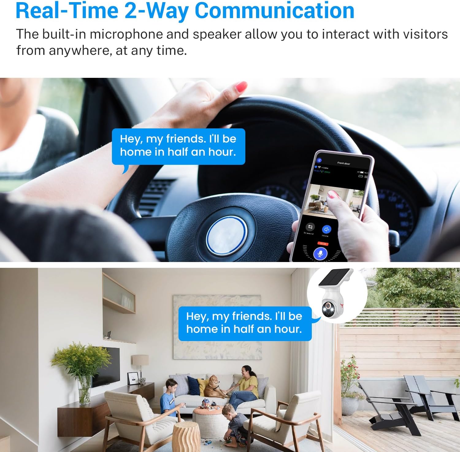 1080p Security Camera Wireless with Solar Panel, AI Human Detection, 2-Way Audio, Color Night Vision, Cloud Storage