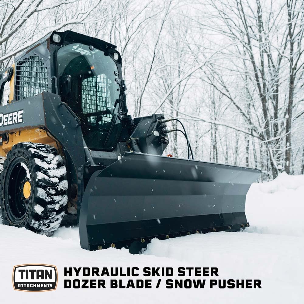 92" Hydraulic Skid Steer Dozer Blade, Universal SSQA Quick Attach Snow Blade and Pusher, Single Cylinder Snow Plow