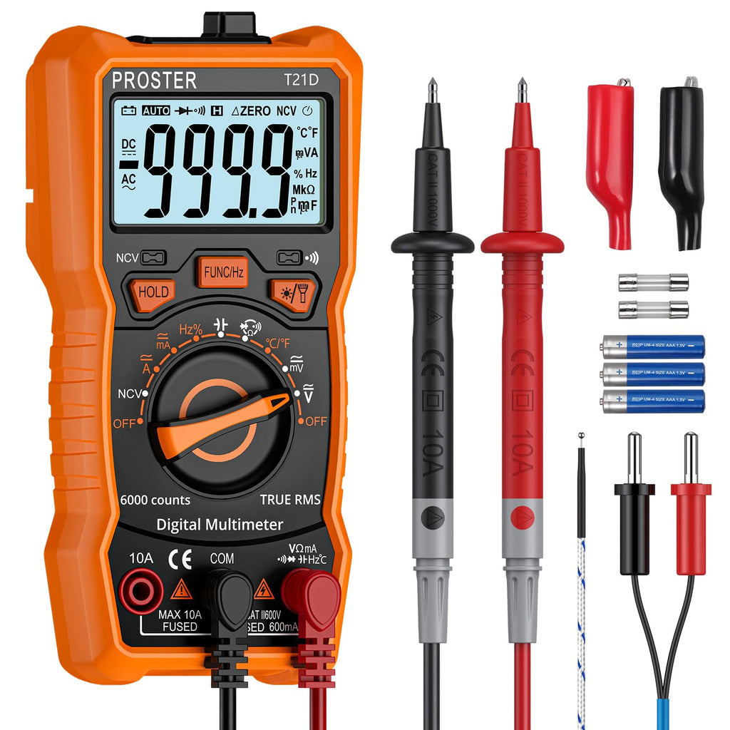 Proster 6000 Counts TRMS Multimeter - NCV Auto-Range for AC/DC