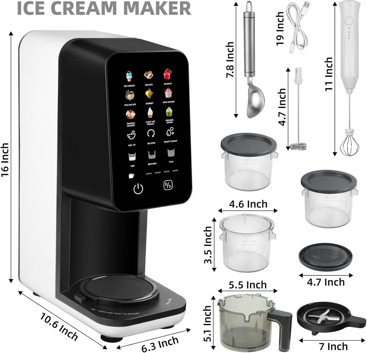 12 In 1 Ice Cream Machine, Electric Soft Serve Ice cream maker machine for Home & Office, Gelato, Slushie, Italian