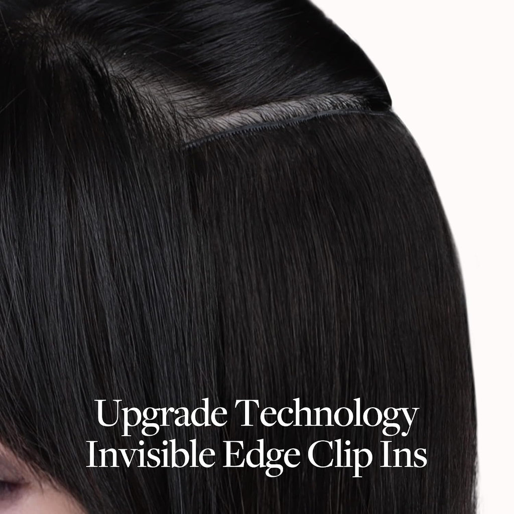 Invisi Edge Clip in Hair Extensions 18inch 130g 7Pcs Injected Seamless PU Clip in Hair Extensions, Virgin Real Human