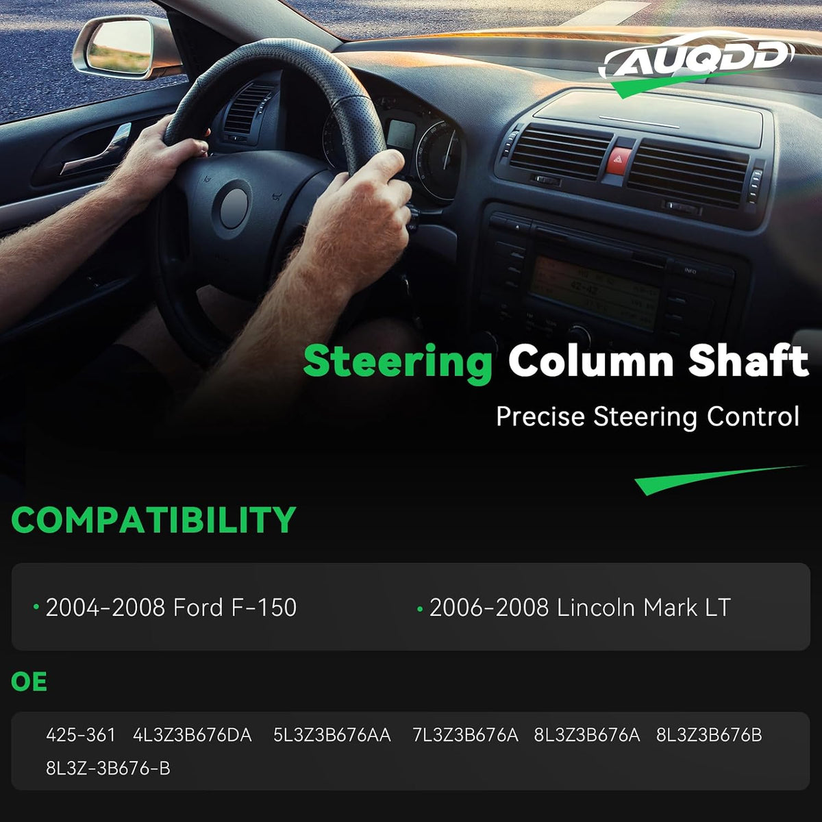 AUQDD Lower Steering Shaft w/U Joint Coupler Fit for 04 05 06 07 08 Fo-rd F-150 [06-08 Lincoln Mark LT ](Steering Column Replace # 425-361 8L3Z3B676B 8L3Z-3B676-B 4L3Z3B676DA 5L3Z3B676AA 7L3Z3B676A)