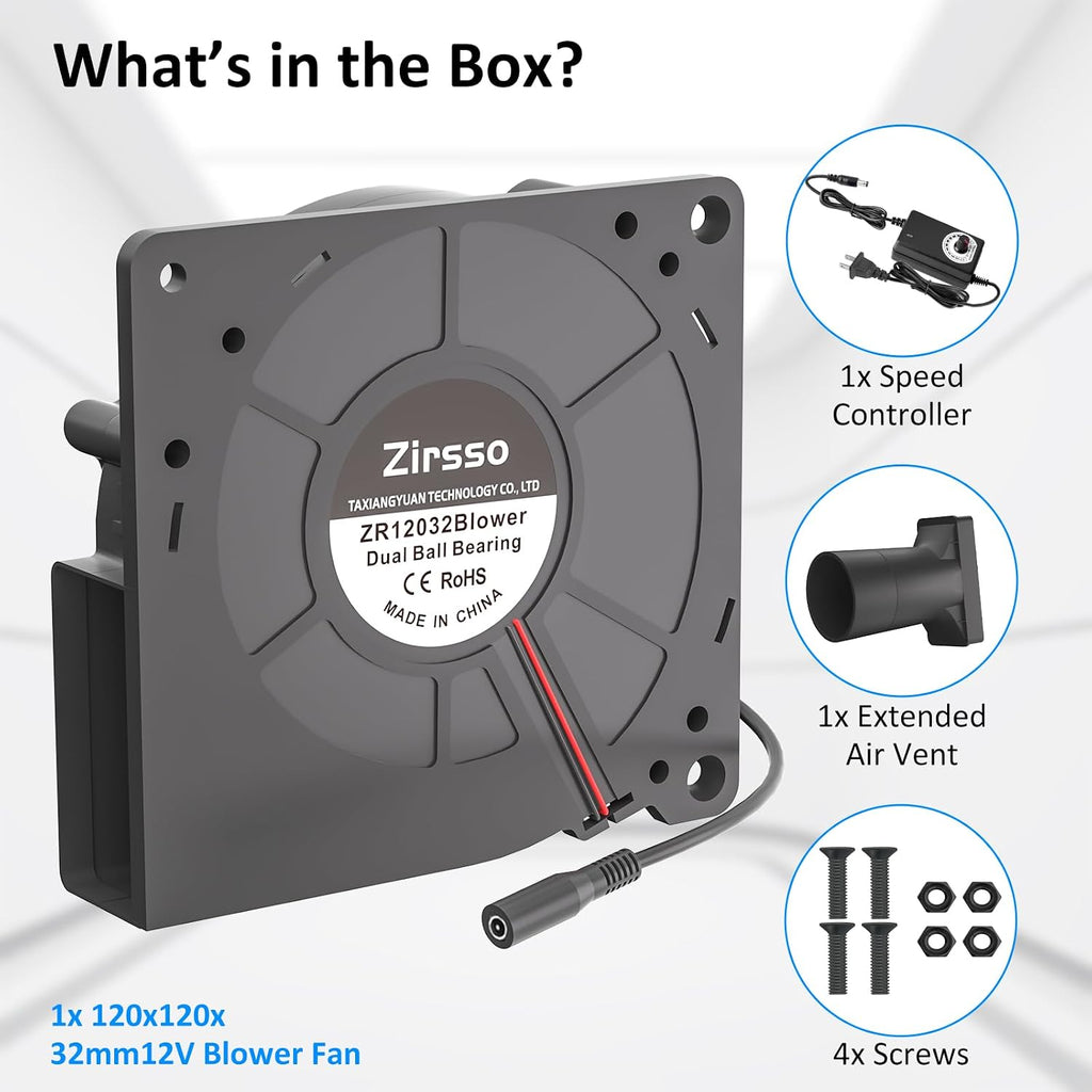 120mm 12V Centrifugal Blower fan with DC to AC Power Adapter
