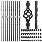 1/2" Square Iron Balusters - Single Basket & Double Twist - 20p