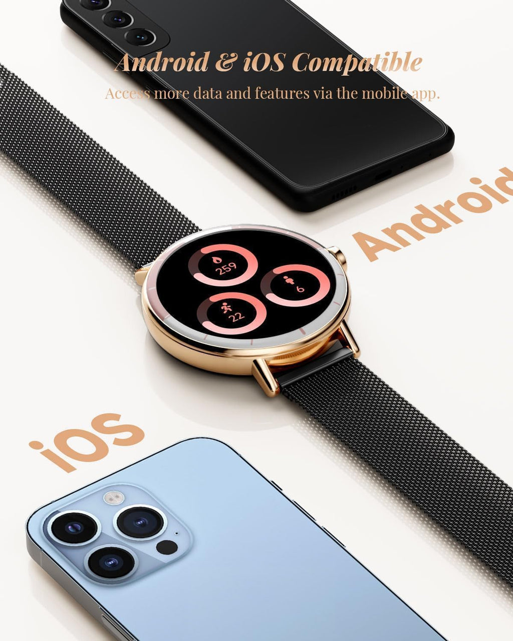 Smart Watch for Women Men with Two Bands, 40mm HD Smartwatch, Compatible with Android & iOS, Answer/Make Calls