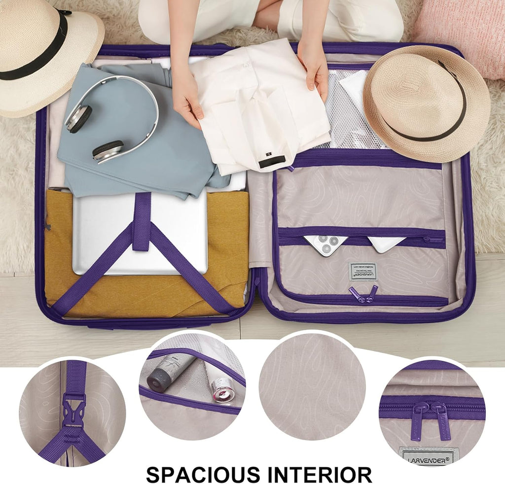 Luggage Sets 3 Piece, Expandable Hardside PP Carry On Luggage Suitcase with 360° Spinner Wheels TSA Lock Suitcase Set