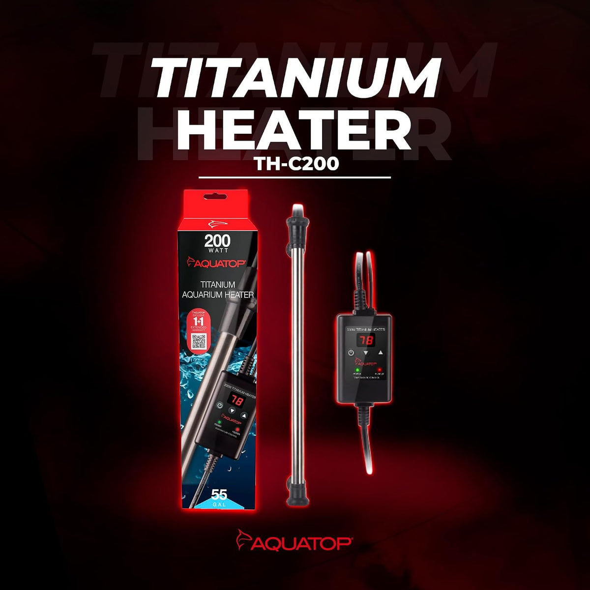 Titanium Heater with Controller - Adjustable Temperature for Aquariums Up to 55 Gallons - Ideal for Turtles & Large