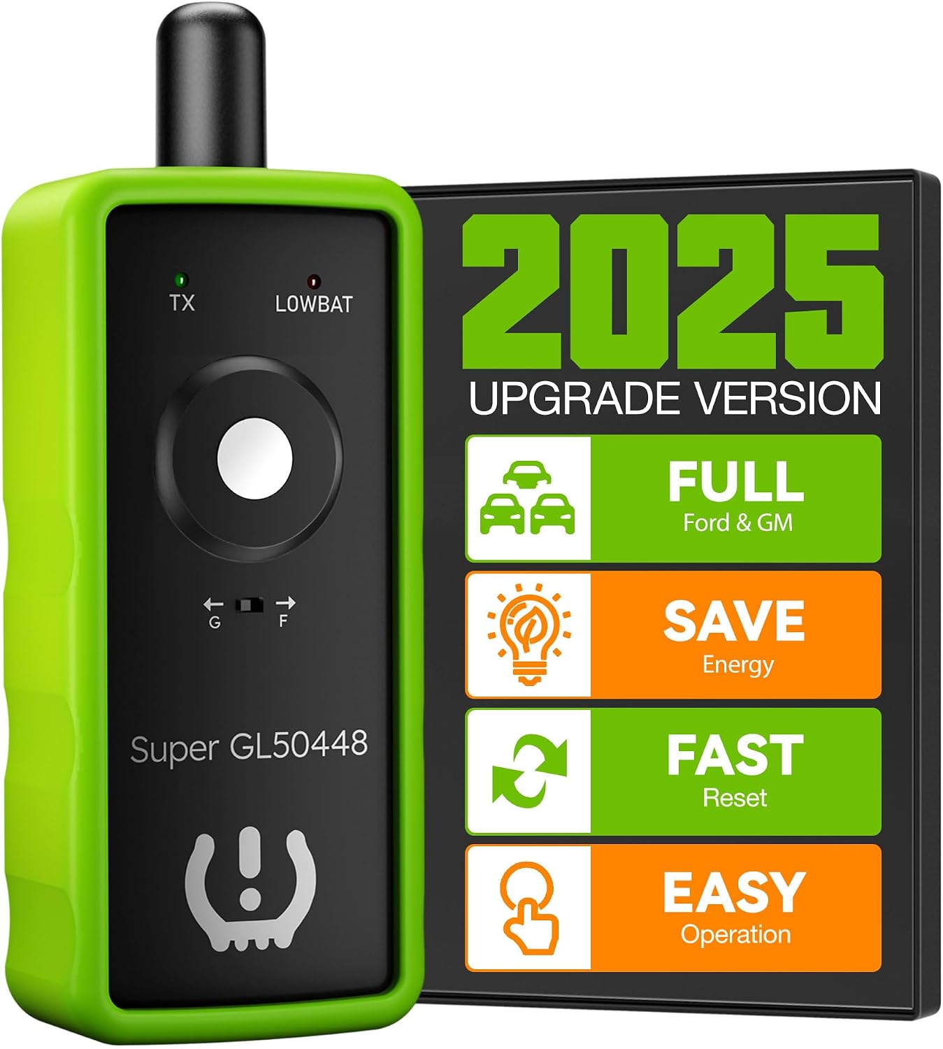 2IN1 TPMS Relearn Tool Super GL50448 for GM and Ford with Model Switch Button,Tire Pressure Sensor Monitor Reset