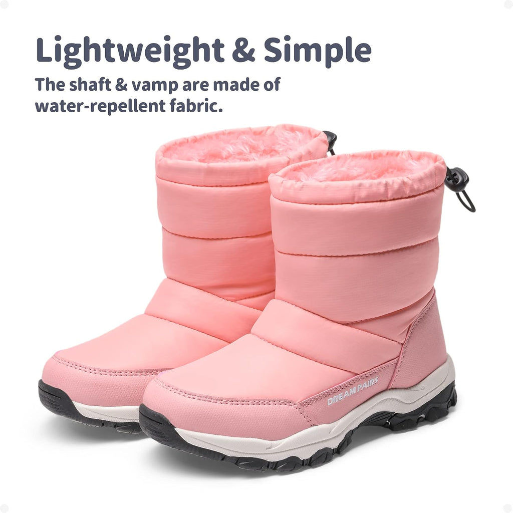 Boys Girls Snow Boots Lightweight Slip Resistant Mid Calf Winter Shoes for Little/Big Kid