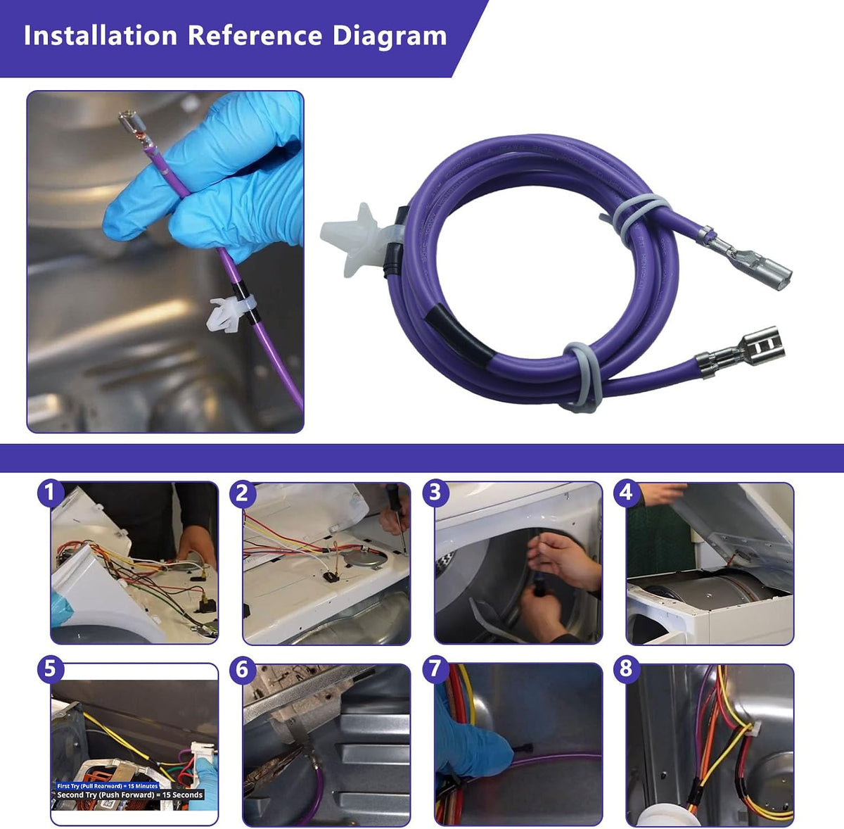 WE49X37037 Dryer Heater Wire Repair Kit Compatible with GE & Hotpoint Dryers