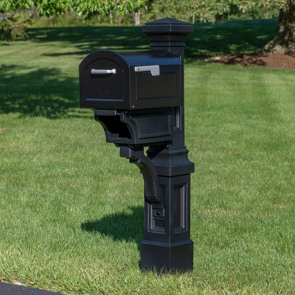 Atherton Mail Post, Mailbox Not Included, Weather Resistant, Large Outdoor Mailbox Post, Made of Durable Plastic