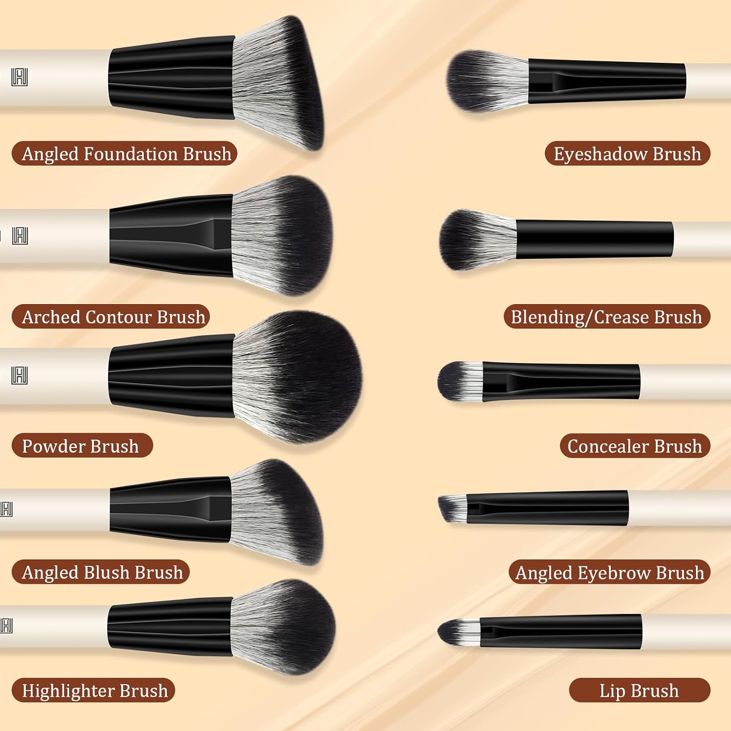 Makeup Brushes, 16Pcs Brush Kit Premium Synthetic Foundation Powder Contour Concealer Blush Highlighter Brush Set