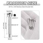 MECCANIXITY 26Pcs 304 Stainless Steel Shoulder Bolt 4mm Dia 25mm L M3x0.5