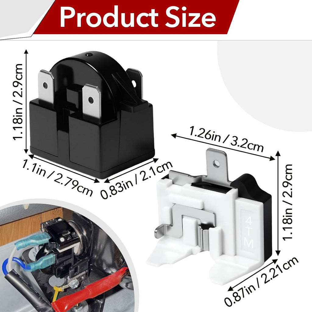 6-Pack QP-02-4.7 Ohm 3-Pin Universal Refrigerator Compressor Start Relay and Overload Protector Kit - Starter with