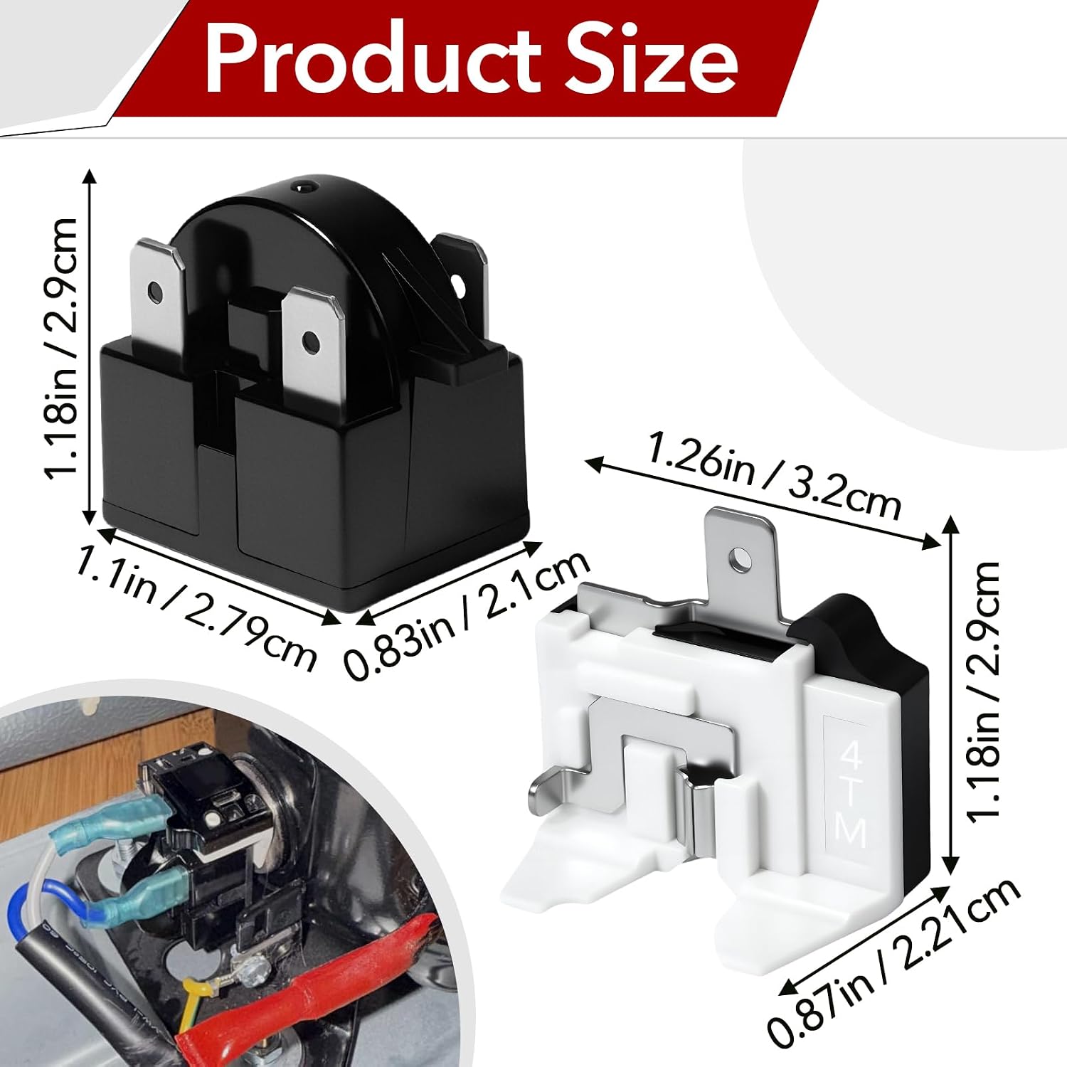 6-Pack QP-02-4.7 Ohm 3-Pin Universal Refrigerator Compressor Start Relay and Overload Protector Kit - Starter with