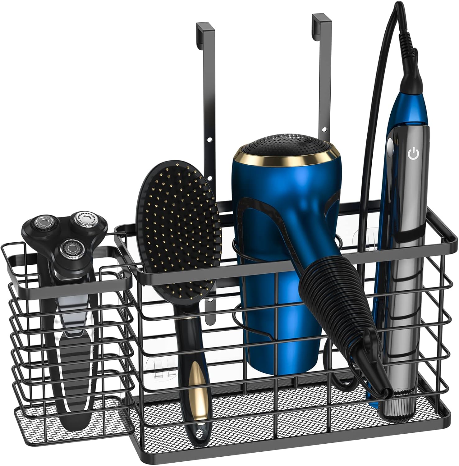 Hair Tool Organizer, Dryer Holder, 3 in 1 Blow Bathroom Organizer Wall Mounted/Cabinet Door for Flat Iron, Curling