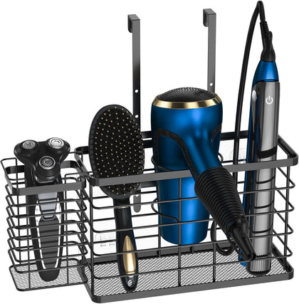Hair Tool Organizer, Dryer Holder, 3 in 1 Blow Bathroom Organizer Wall Mounted/Cabinet Door for Flat Iron, Curling