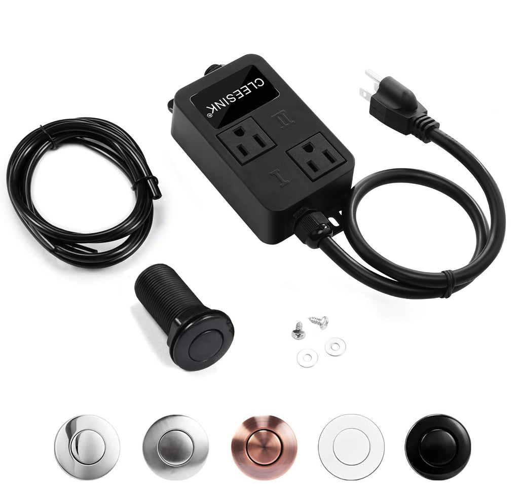 Garbage Disposal Air Switch Kit Dual Outlet Black Long 2.5“ by CLEESINK