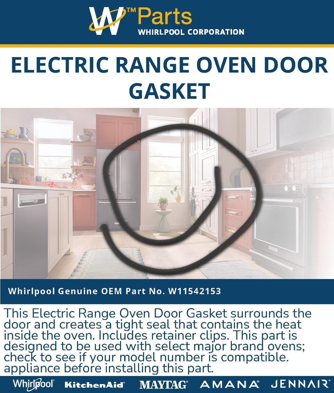 Whirlpool W11542153 OEM Electric Range Oven Door Gasket