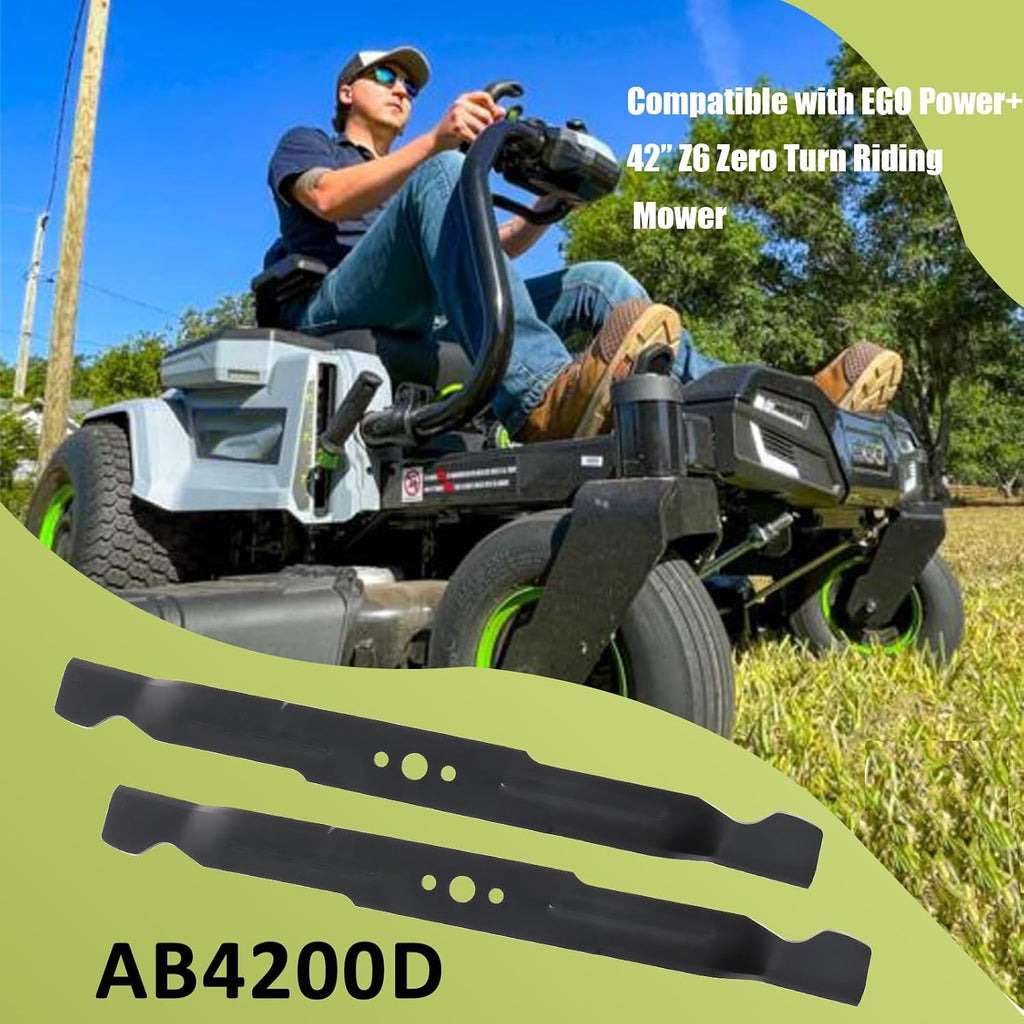 AB4200D Mower Blade Set Compatible with EGGO Power+ 42”Z6 Zero Turn Riding Mower Models ZT4204L, 2 Pack 21 Inch Mulch