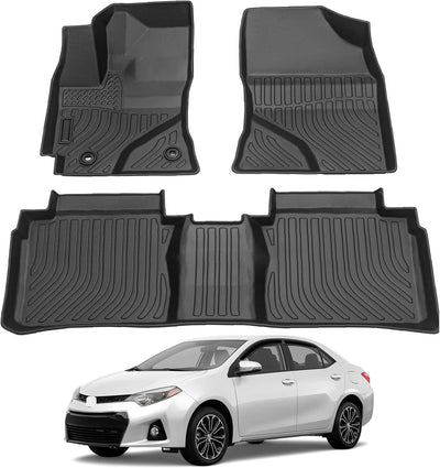 All Weather Rubber Car Floor Mats Compatible with 2014-2019 Toyota Corolla(NO FIT Corolla im & Hatchback), Odorless