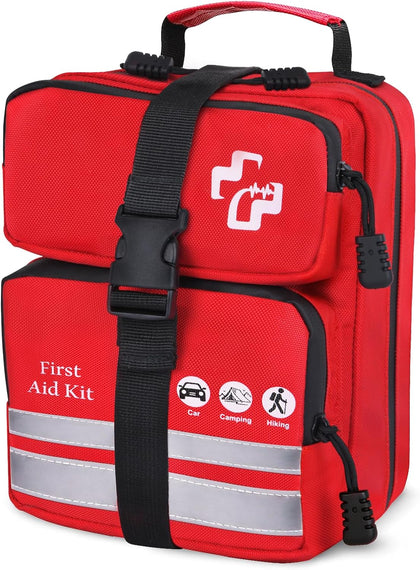 450 Piece Premium First Aid Kit, Water-Resistant Emergency Medical Kit with MOLLE System for Car, Home, Travel