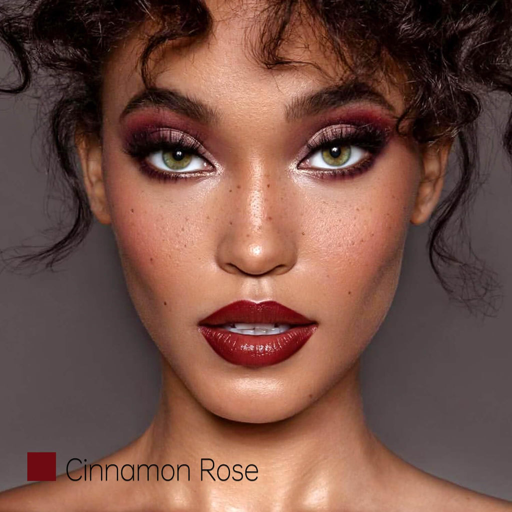Deep Red Hydrating Lipstick, Glossy Tinted Lip Balm, Cinnamon Rose