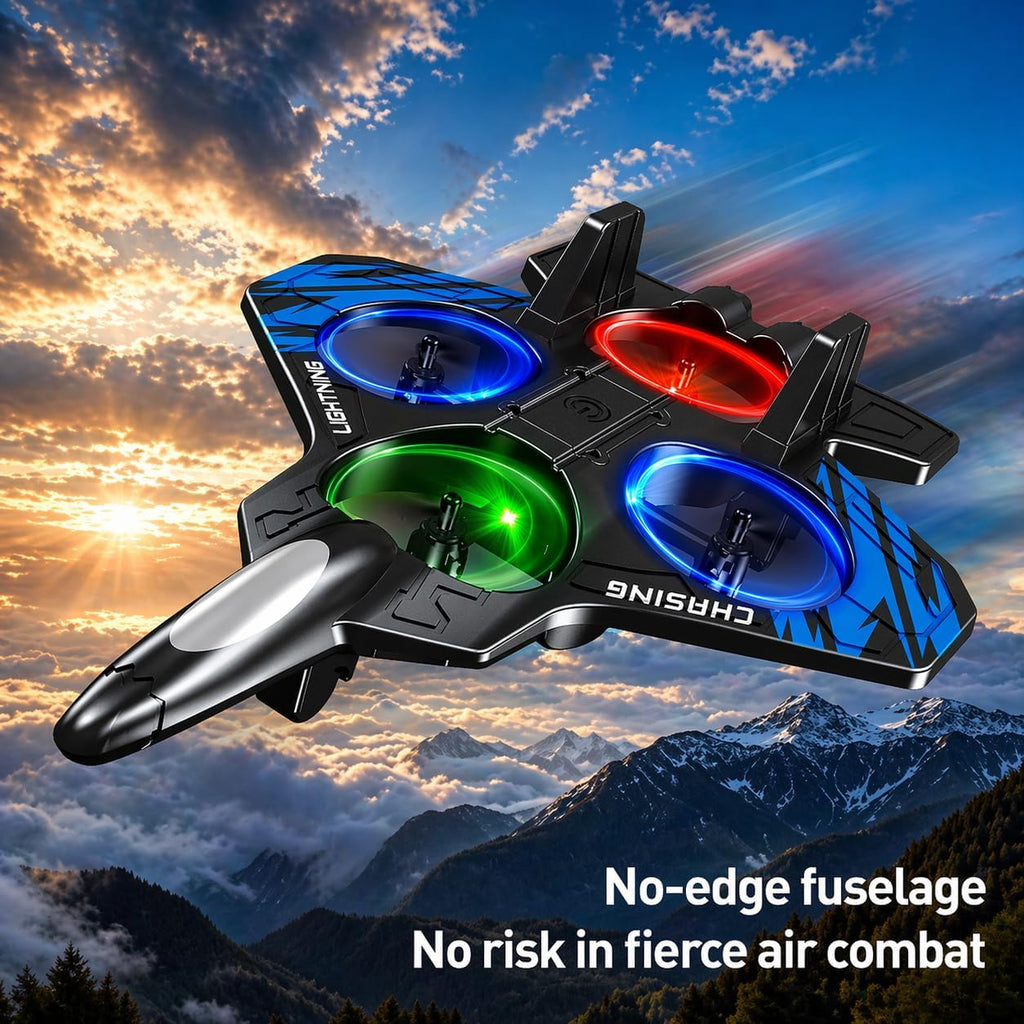RC Plane for Kids & Adults, Remote Control Airplane Fighter Jet, 3 Batteries, Easy to Fly Foam RC Aircraft with LED
