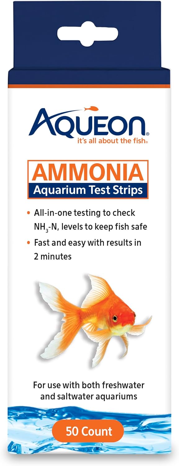 Ammonia Aquarium Test Strips, Freshwater and Saltwater Aquariums, 50 Count