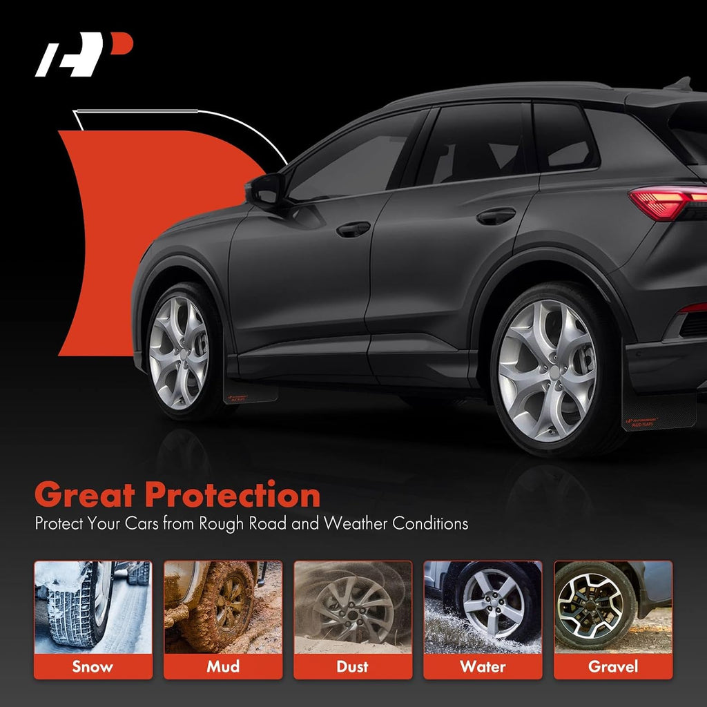 Universal Mud Flaps for Trucks, Semi Trucks, SUV, Pickup | 2 Pack Front Rear Splash Guards, Durable Black Mudguards