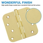 3 Pack Interior Door Hinges 4 Inch Brushed Brass 5/8" Radius Gold