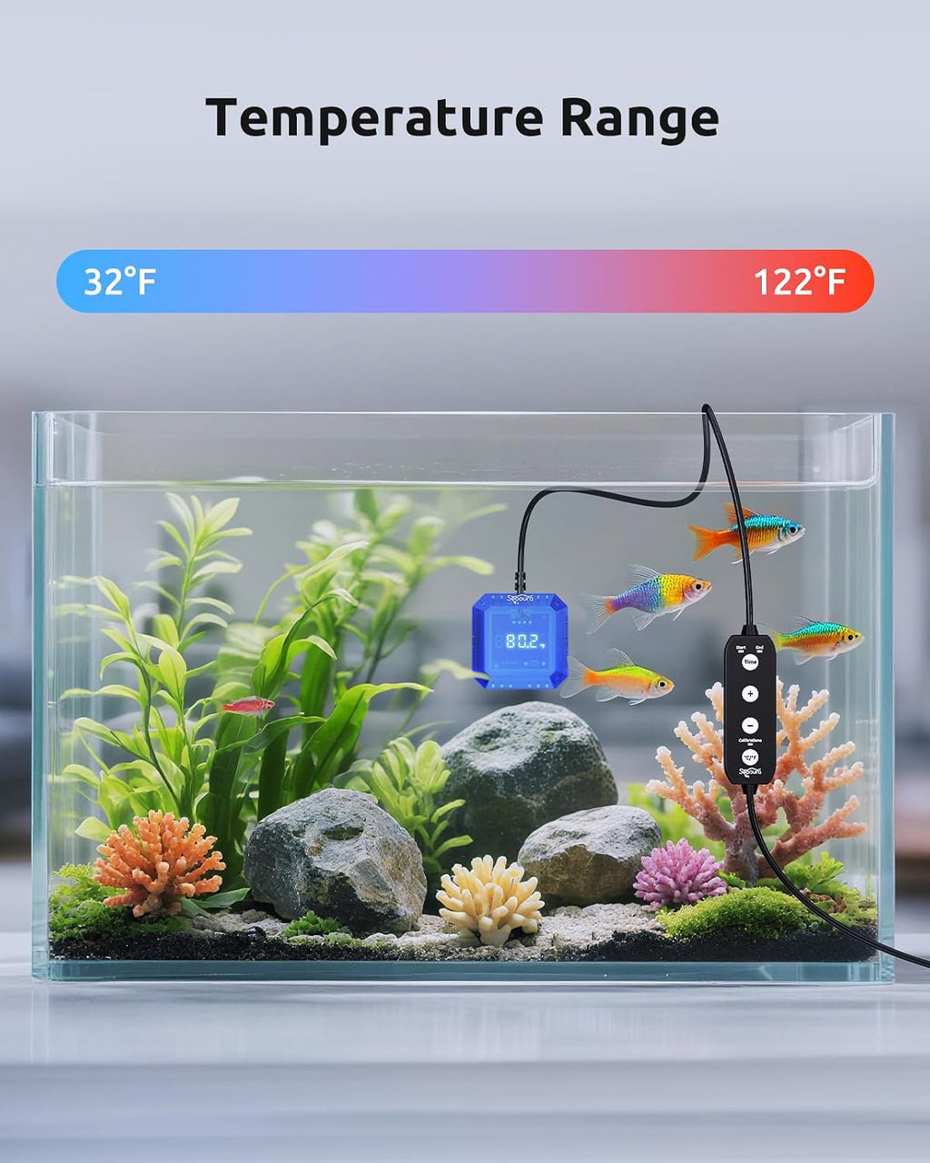 Aquarium Thermometer Submersible, Digital Fish Tank Thermometers with USB