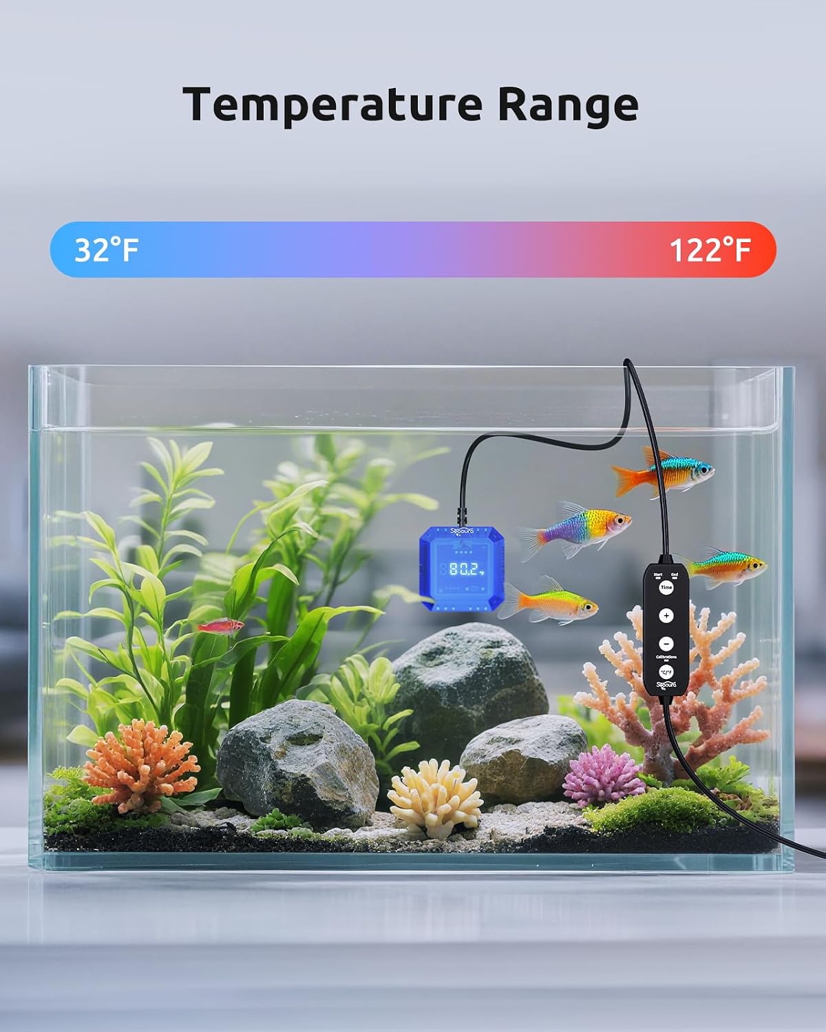 Aquarium Thermometer Submersible, Digital Fish Tank Thermometers with USB