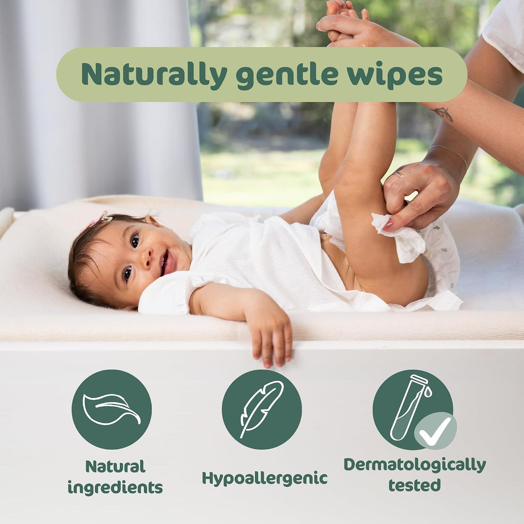 Baby Wipes, 98% Water & Hypoallergenic, 168 Count (3 Packs) | Natural for Sensitive Skin, Unscented, Plant-Based
