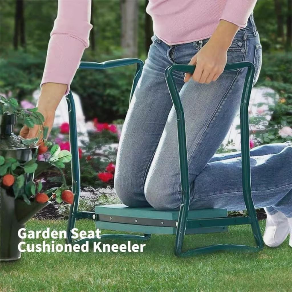 Garden Kneeler and Seat Foldable Gardening Bench Stool with Tool Bag Pouch EVA Foam Pad Outdoor Practical Garden