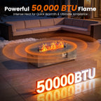 42" Rectangular Outdoor Propane Fire Pit Table for Outside Patio