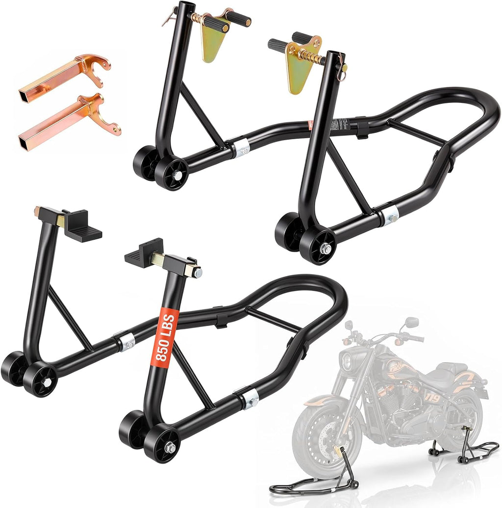 Motorcycle Stand Lift 850lbs Front Rear Combo Stand Lift Stand Front Wheel Fork Stands Rear U+L Fork Swingarm Spool