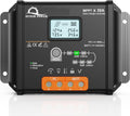 30 Amp 12V 24V MPPT Solar Charge Controller, LCD Display, 30A Solar Panel Charging Regulator with Temp Sensor for