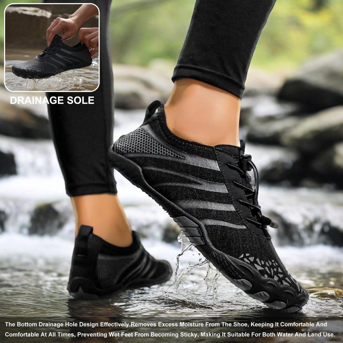 Barefoot Shoes Women Quick-Dry Hiking Footwear with Wide Toe Box, Non-Slip Barefoot Shoes Unisex Rubber Sole & Mesh