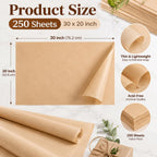 250 Pcs 30 x 20 Inch Acid Free Archival Tissue Paper
