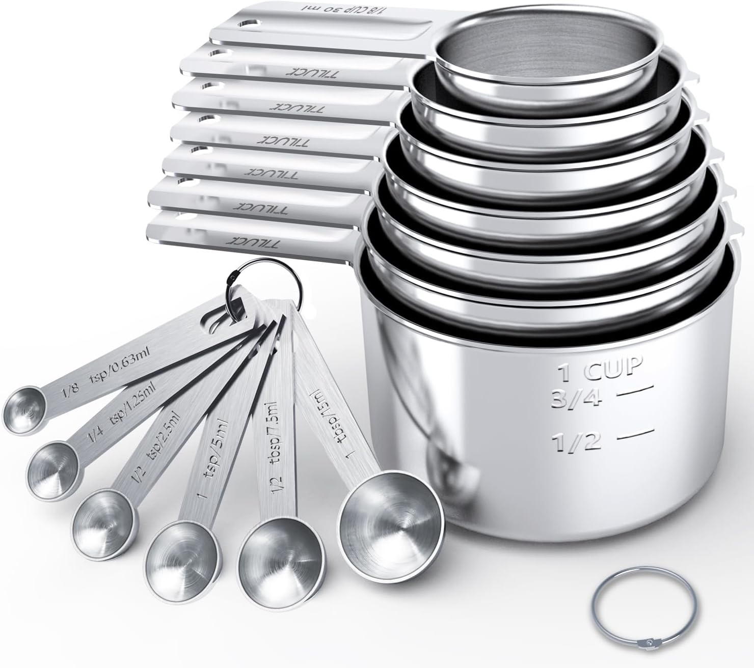 Stainless Steel Measuring Cups & Spoons Set,Coffee Scoop Spoon,Kitchen Gadgets for Cooking & Baking,Set of