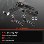 A-Premium 4Pcs Front Suspension Kit, Outer Tie Rod End, Pitman Arm