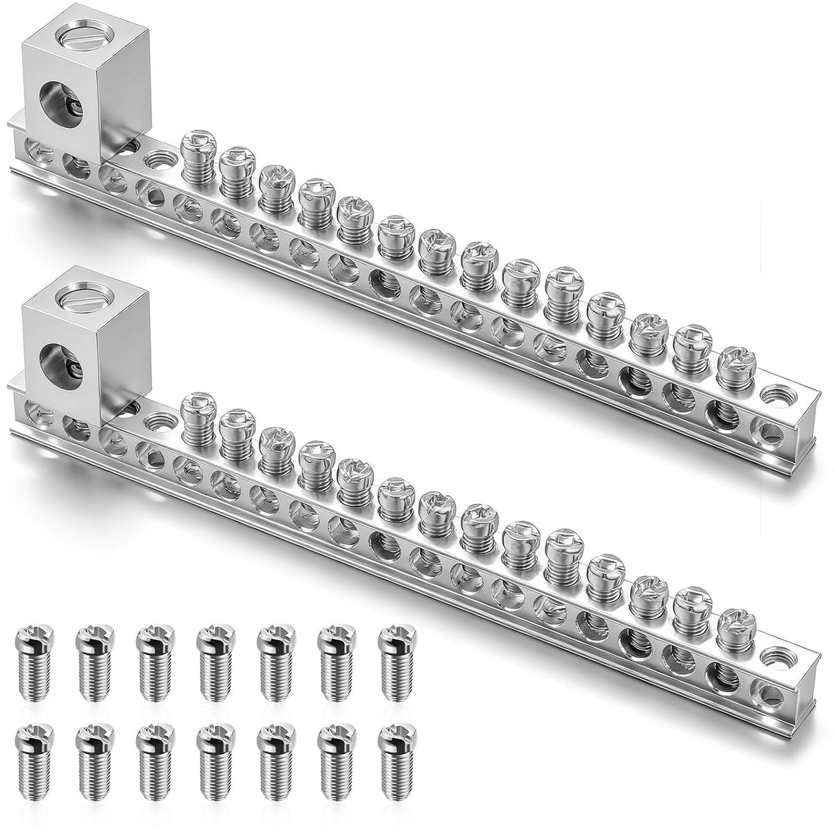 Relaxweex 2 Sets Ground Bar Kit with 14 Terminal Positions & Ground Lug